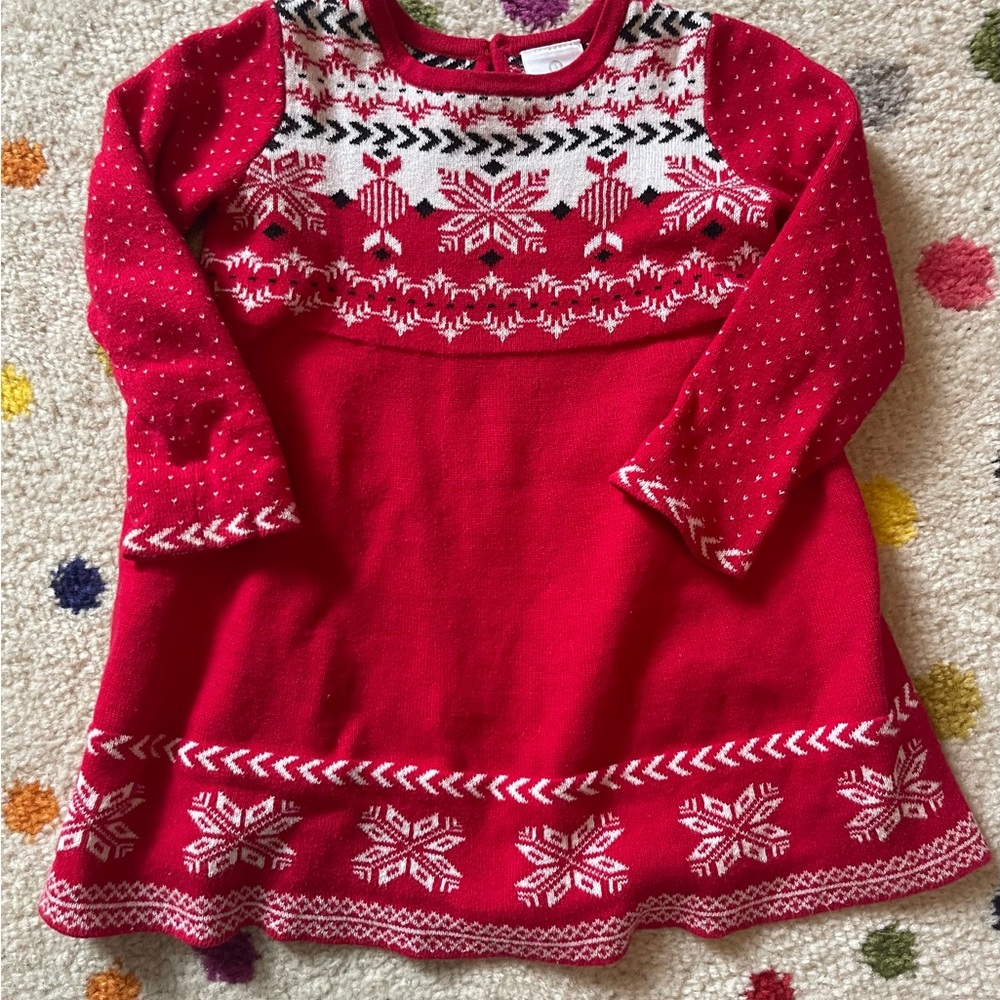 Hanna Andersson Red Snowflake Knit Dress